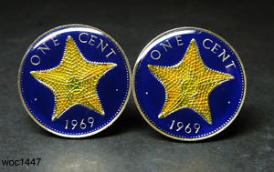 【送料無料】メンズアクセサリ—　バハマエナメルコインセントシースタービッグサイズカフリンクスbahamas enamelled coin cufflinks cent sea star big size