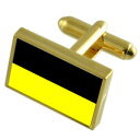 【送料無料】メンズアクセサリ—　アーヘンドイツゴールドフラッグカフスボタンボックスaachen city germany gold flag cufflinks engraved box