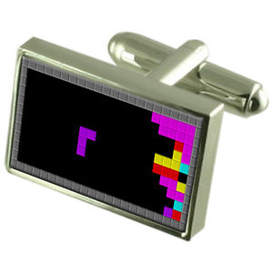 【送料無料】メンズアクセサリ—　テトリスブロックゲームカフスボタンクリスタルタイクリップバーボックス
