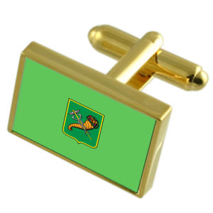 【送料無料】メンズアクセサリ—　ウクライナゴールドフラッグカフスボタンボックスkharkiv city ukrain..
