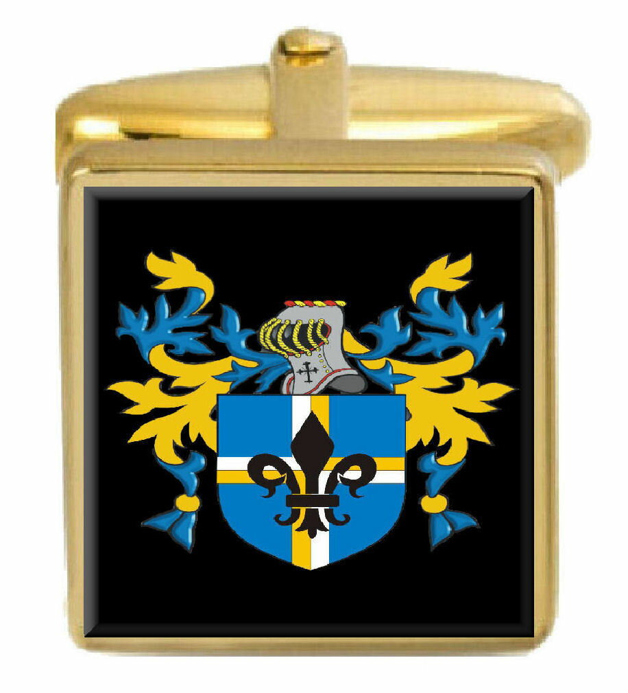 【送料無料】メンズアクセサリ— イングランドカフスボタンボックスコートayre england family crest surname coat of arms gold cufflinks engraved box