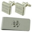 【送料無料】メンズアクセサリ— スクエアカフスボタンドルマネークリップセットstepfather of groom engraved square ...