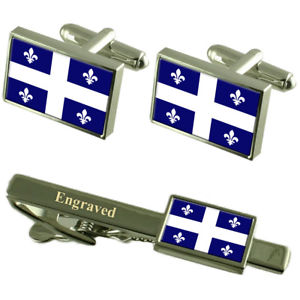 【送料無料】メンズアクセサリ—　フラグカフスボタンタイクリップマッチングボックスqubec flag cufflinks engraved tie clip matching box set
