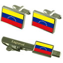 【送料無料】メンズアクセサリ- ベネズエラカフスボタンタイクリップマッチングボックスvenezuela flag cufflinks engraved tie clip matching box set