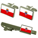 【送料無料】メンズアクセサリ— カンタブリアフラグカフスボタンタイクリップマッチングボックスセットcantabria flag cufflinks ...