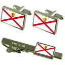 【送料無料】メンズアクセサリ— ジャージーカフスボタンタイクリップマッチングボックスjersey flag cufflinks engraved t...