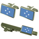 【送料無料】メンズアクセサリ— ミクロネシアカフスボタンタイクリップマッチングボックスセットmicronesia flag cufflinks ti...