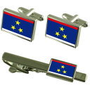 【送料無料】メンズアクセサリ— フラグカフスボタンタイクリップマッチングボックスセットvojvodina flag cufflinks tie cl...