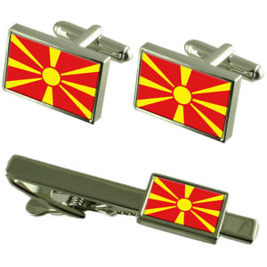 【送料無料】メンズアクセサリ—　マケドニアカフスボタンタイクリップマッチングボックスセットmacedonia flag cufflinks tie clip matching box gift set