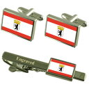 【送料無料】メンズアクセサリ—　ベルリンドイツフラグカフスリンクネクタイピンセットberlin city germany flag cufflinks engraved t..