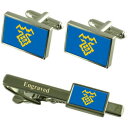 【送料無料】メンズアクセサリ— ロシアカフスボタンタイクリップセットtolyatti city russia flag cufflinks engr...