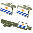 【送料無料】メンズアクセサリ— ブラジルカフスボタンタイクリップセットpalmas city brazil flag cufflinks engra...