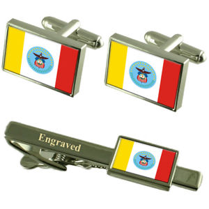 【送料無料】メンズアクセサリ— コロンブスアメリカフラグカフスリンクネクタイピンセットcolumbus city united states flag cufflinks engraved tie clip set