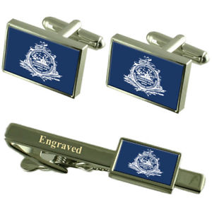 【送料無料】メンズアクセサリ—　チャールストンusaフラグカフスリンクネクタイピンセットcharleston city usa flag cufflinks engraved tie clip set