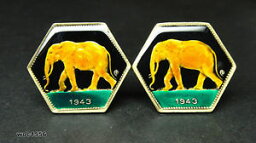 【送料無料】メンズアクセサリ—　ベルギーコンゴコインカフスボタンフランコイン1943 belgian congo coin cufflinks 2 franc elephant rare and nice coin