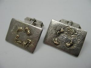 【送料無料】メンズアクセサリ—　ヴィンテージデザイナーカフスボタンシルバーゴールドhandmade very nice vintage designer cufflinks silver and gold