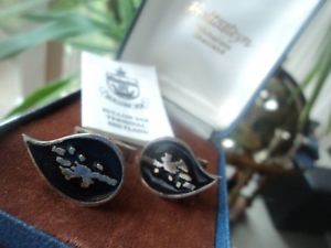 stg silver amp; enamel shetland map cufflinks hm 1978 by hjaltasteyn of shetlandシルバーエナメルマップカフスボタン※注意※NYからの配送になりますので2週間前後...