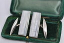【送料無料】メンズアクセサリ- アンティークアールデコデザインスターリングシルバーカフリンクスantique sterling silver cufflinks with an art deco quartz design b945