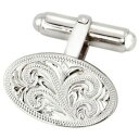 【送料無料】メンズアクセサリ—　ソリッドシルバーフルハンドエッチングカフリンクスボックスsterling 925 solid silver full hand etched oval cufflinks engraved box