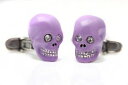 メンズアクセサリ—　スターリングシルバーエナメルライラックスカルカフリンクスsterling silver enamelled lilac skull cufflinks rrp 17500