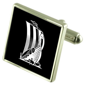 【送料無料】メンズアクセサリ—　バイキングスターリングシルバーカフリンクスオプションボックスオンviking longboat sterling silver cufflinks optional engraved box