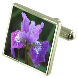 【送料無料】メンズアクセサリ—　アイリスカフスボタンオプションボックスオンiris flower sterling silver cufflinks optional engraved box