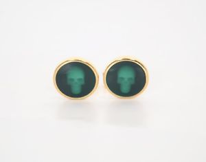 【送料無料】メンズアクセサリ—　アレキサンダーマックイーングリーンカフスボタンalexander mcqueen green 3d skulls cufflinks perfect gift