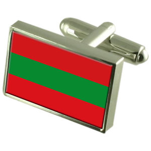 【送料無料】メンズアクセサリ—　エクアドルスターリングシルバーフラグカフスボタンボックスambato city ecuador sterling silver flag cufflinks engraved box