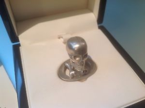 メンズアクセサリ—　シルバースカルカフスボタンボックスブランドeleven forty silver skull cufflinks brand in box