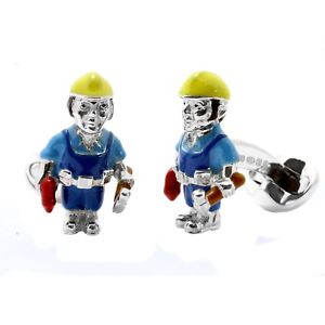 【送料無料】メンズアクセサリ—　ディーキンフランシスシルバーエナメルカフスボタンビルダdeakin and francis silver amp; enamel workman cufflinks construction builderのサムネイル