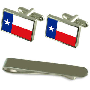 【送料無料】メンズアクセサリ—　テキサスシルバーカフスボタンタイクリップセットtexas flag silver cufflinks tie clip engraved gift set