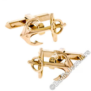 【送料無料】メンズアクセサリ— ユニークメンズイエローゴールドアンカーカフオープンスイベルリンクunique mens 9k yellow gold highpolished open ship anchor swivel cuff links