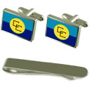 【送料無料】メンズアクセサリ— カリブシルバーカフスボタンタイクリップセットcaricom flag silver cufflinks tie cl...
