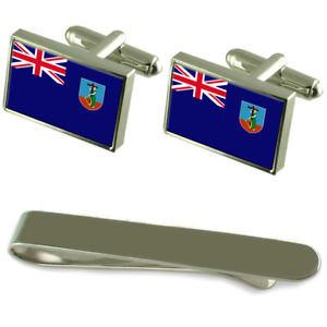 【送料無料】メンズアクセサリ—　モントセラトシルバーカフスボタンタイクリップセットmontserrat flag silver cufflinks tie clip engraved gift set