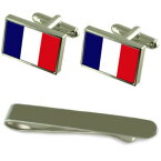 【送料無料】メンズアクセサリ—　マヨットフラグシルバーカフスボタンタイクリップセットmayotte flag silver cufflinks tie clip engraved gift set