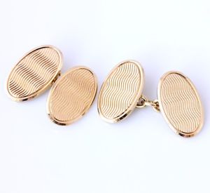 【送料無料】メンズアクセサリ—　アンティークソリッドゴールドエンジンカフスボタンantique solid 18ct gold oval engine turned wavy cufflinks heavy dublin 1929