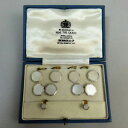 【送料無料】メンズアクセサリ— アンティークゴールドプラチナカラースタッドボルトボタンカフスボタンセットboxed antique 18 k gol...