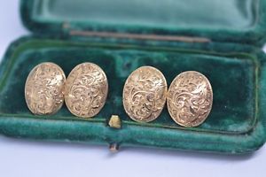 【送料無料】メンズアクセサリ- アンティークゴールドビクトリアアイビーカフリンクスantique 15ct gold victorian ivy cufflinks made in 1871 593g b566
