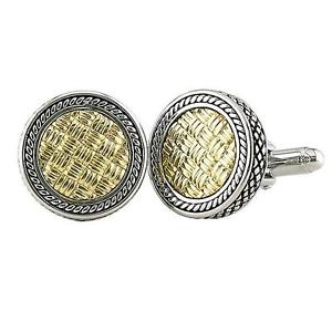 【送料無料】メンズアクセサリ—　カンデラkイエローゴールドシルバーラウンドカフリンクスandrea cande..