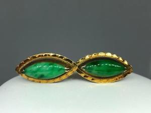 【送料無料】メンズアクセサリ—　ヴィンテージゴールドカフリンクスvintage 14ct gold chinese jade cufflinks