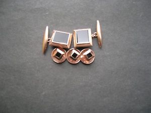 【送料無料】メンズアクセサリ—　ゴールドオニキスカフスボタンセットスタッド14ct gold amp; onyx gents dress set cufflinks amp; studs