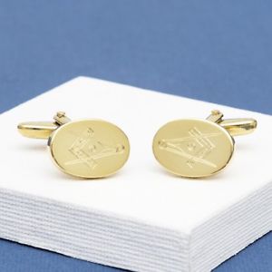 【送料無料】メンズアクセサリ—　ゴールドカフリンクスgold masonic cufflinks engraved