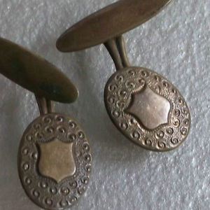 【送料無料】メンズアクセサリ—　ビンテージメンズカフリンクスアールデコアールヌーボーシールドクレストcufflinks vintage mens cuff links 1920s 1930s art deco art nouveau shield crest