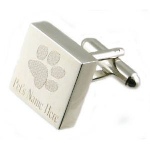 【送料無料】メンズアクセサリ—　ペットメッセージボックスプリントカフリンクスanimal pet paw print engraved name cufflinks in message box