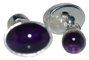 【送料無料】メンズアクセサリ—　スターリングシルバーアメジストカフリンクスリンクチェーンsterling silver double sided amethyst cufflinks, authentic gems linked 925 chain