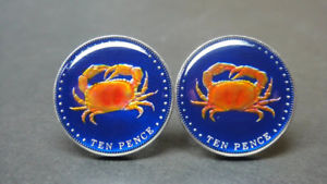 【送料無料】メンズアクセサリ—　トリスタンダクーニャコインカフスボタンuk british tristan da cunha coin cufflinks 22mm unc