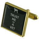【送料無料】メンズアクセサリ— ペットゴールドカフスリンクvet pet gold square cufflinks with engraved p...