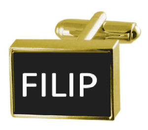 【送料無料】メンズアクセサリ—　カフスリンク フィリップengraved box goldtone cufflinks name filip