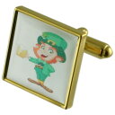 【送料無料】メンズアクセサリ— アイルランドゴールドスクエアカフリンクスirish leprechaun gold square cufflinks...