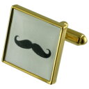 【送料無料】メンズアクセサリ— ヒゲゴールドスクエアカフリンクスmoustache gold square cufflinks with engra...